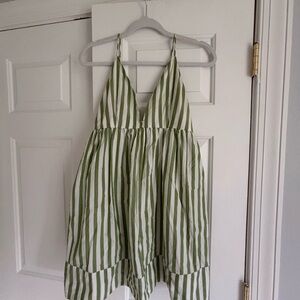 Abercrombie & Fitch Green and White Striped Mini Dress